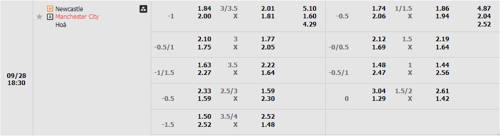 Newcastle vs Man City