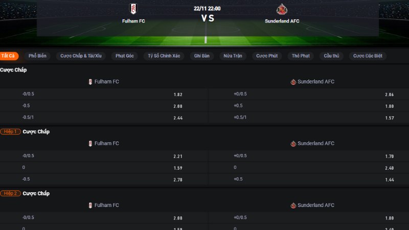 Fulham vs Sunderland