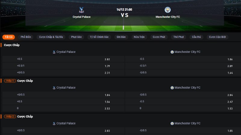 Crystal Palace vs Man City