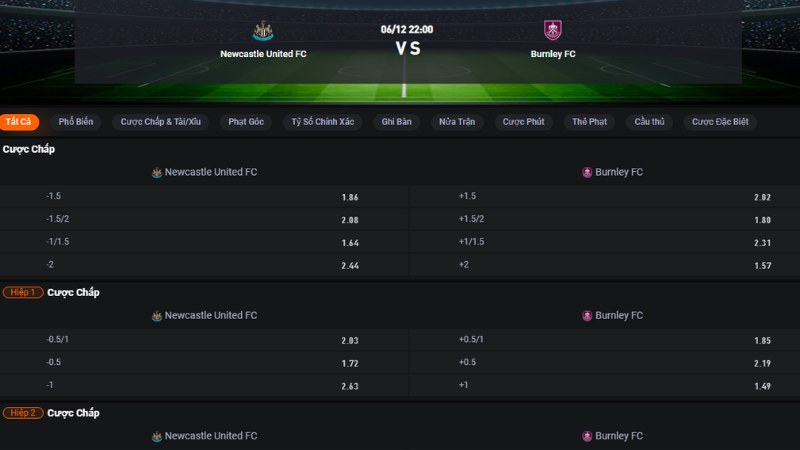 Newcastle vs Burnley